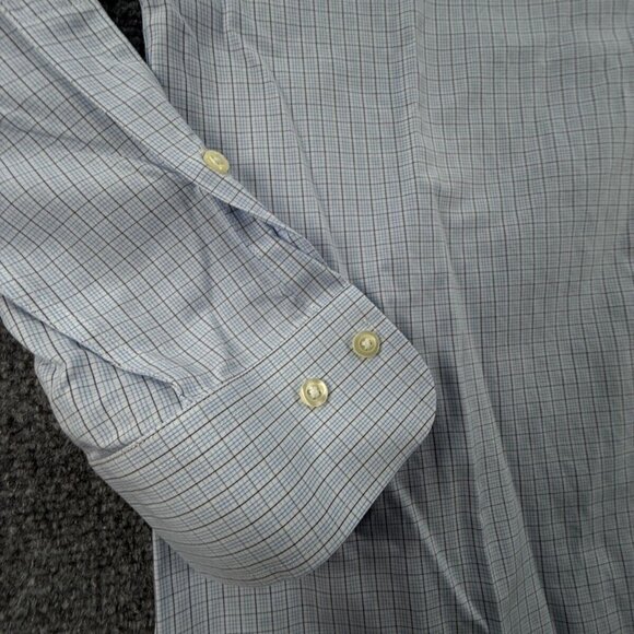 Brooks Brothers Slim Button-Down Blue Cotton 15-4/5 Non-Iron Check Long Sleeve - Picture 11 of 14
